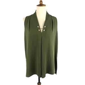 Flint & Moss Olive Green Pearl Sleeveless Tunic
